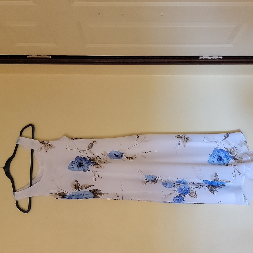 White and blue floral dress
